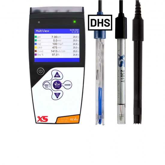 XS Instruments Revio Taşınabilir Multiparametre Ölçer + XS 201 T DHS Dijital pH Elektrotu + 2301T İletkenlik Hücresi + DO7/3MT Polarografik Çözünmüş Oksijen Sensörü